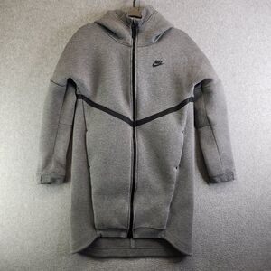 Nike Jacket Womens S Gray Tech Fleece Parka Long Hooded Sweatshirt Heavy